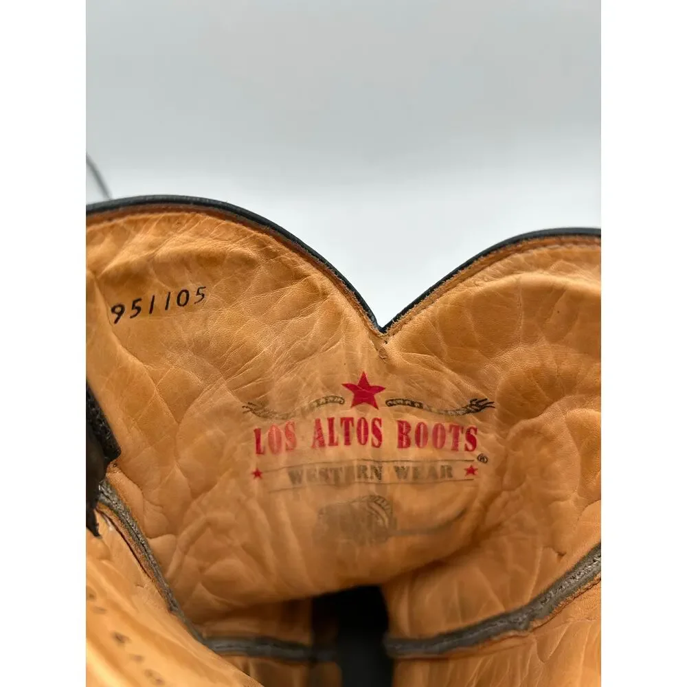 Los Altos Black Stingray Leather Cowboy Boot Mens 9.5 Black Stone Long Snip Toe